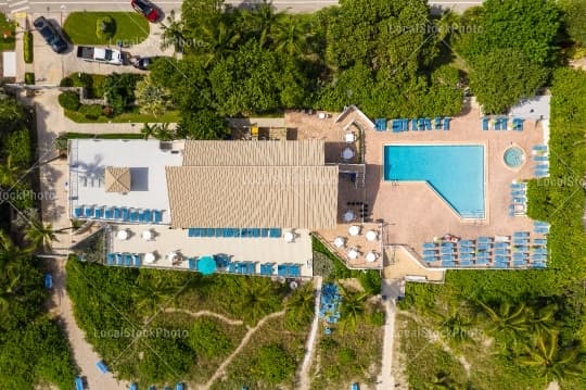 Beach clubhouse aerial view